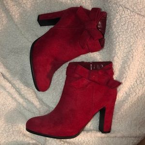 Red ankle boots